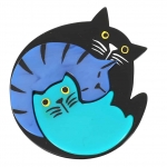broche chat puzzle noir bleu et turquoise
