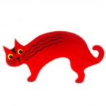 broche chat raspoutine rouge