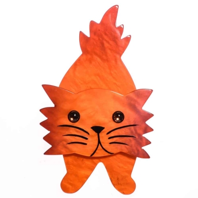 broche chat roc orange