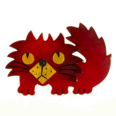 broche chat rocky rouge