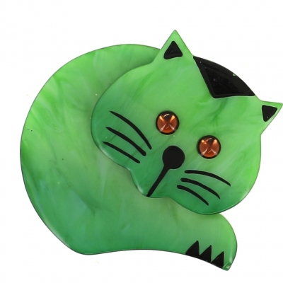 broche chat roudoudou vert clair