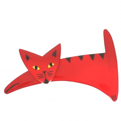 broche chat ruse rouge