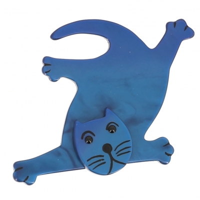 broche chat serpolet aplati bleu