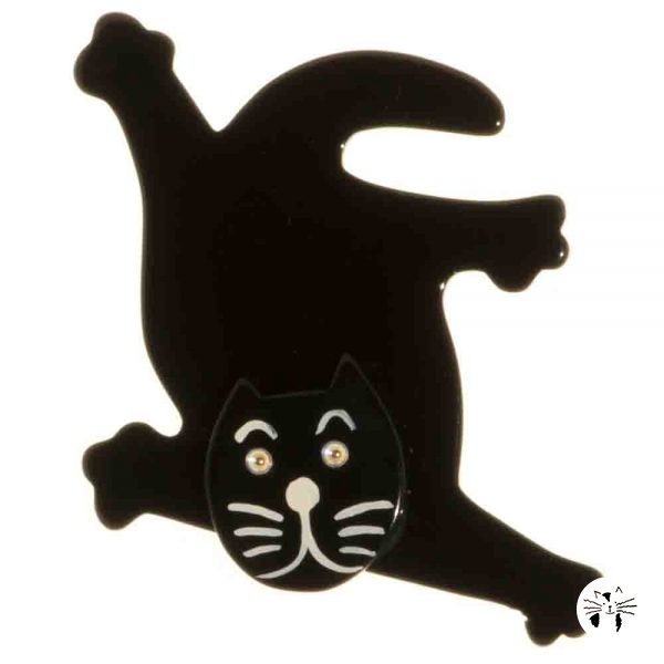 broche chat serpolet aplati noir