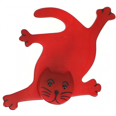 broche chat serpolet aplati rouge