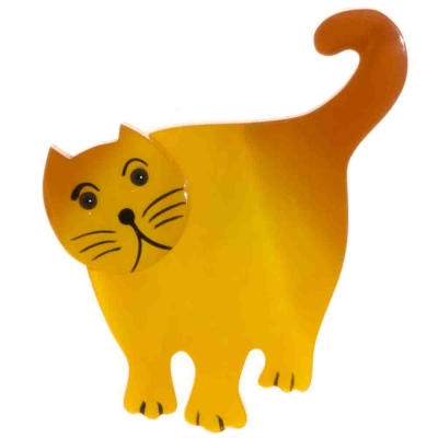 broche chat serpolet debout jaune