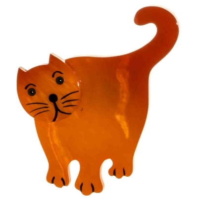 broche chat serpolet debout orange