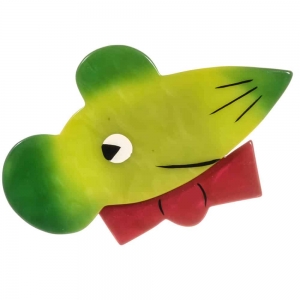 broche chat souris papillon vert