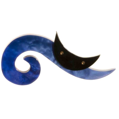 broche chat spirale longue bleu