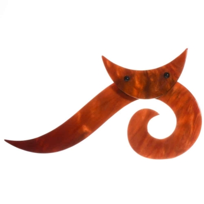 broche chat spirale longue roux