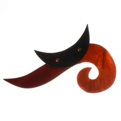 broche chat spirale longue roux noir