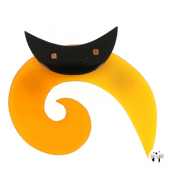 broche chat spirale ronde jaune 0000