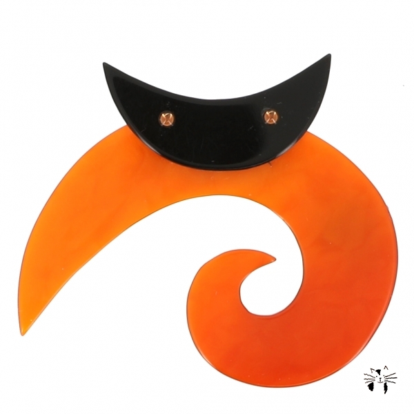 broche chat spirale ronde orange 0001
