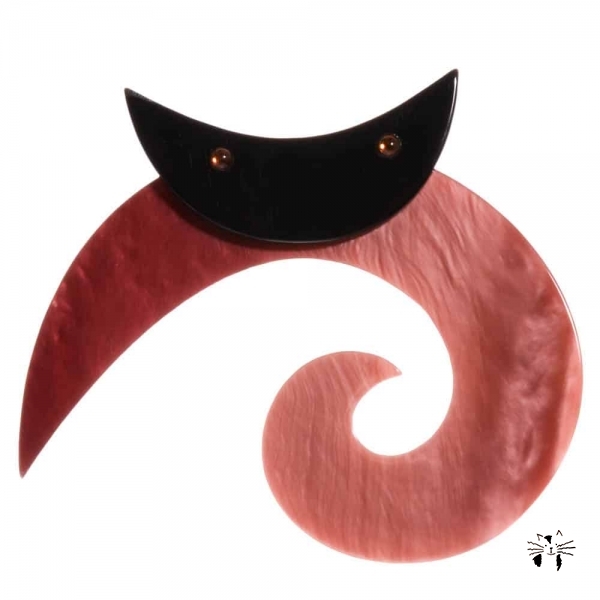 broche chat spirale ronde rose buvard