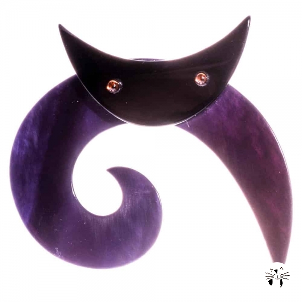 broche chat spirale ronde violet