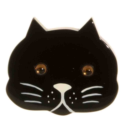 broche chat tete noir