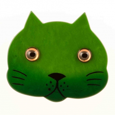 broche chat tete vert
