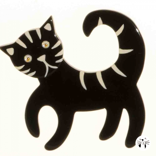 broche chat tigron noir