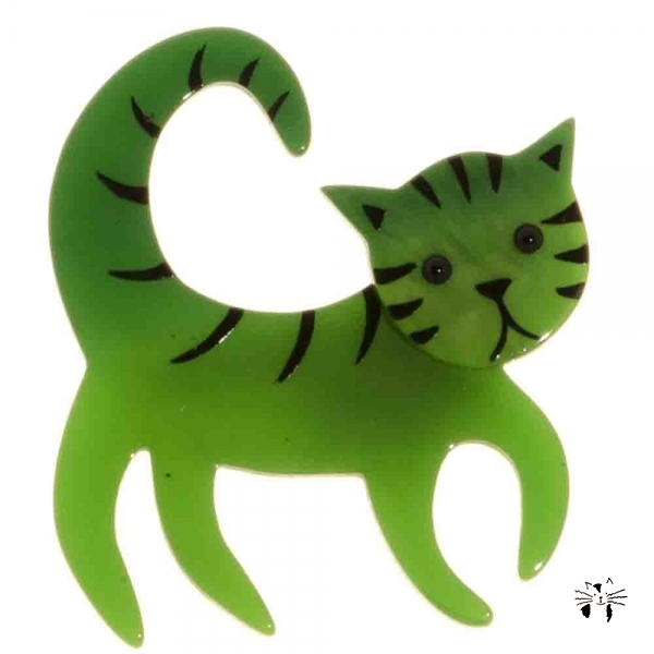 broche chat tigron vert