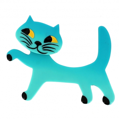 broche chat titi turquoise clair