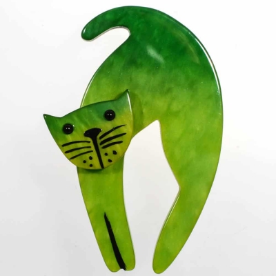 broche chat trampoline vert