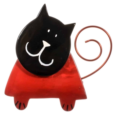 broche chat triangle rouge et noir