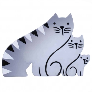 broche chat trio chats gris