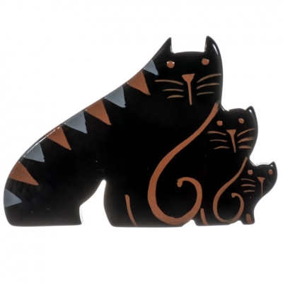 broche chat trio chats noir et roux