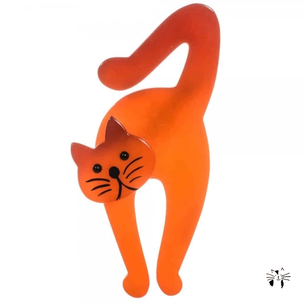broche chat violon orange