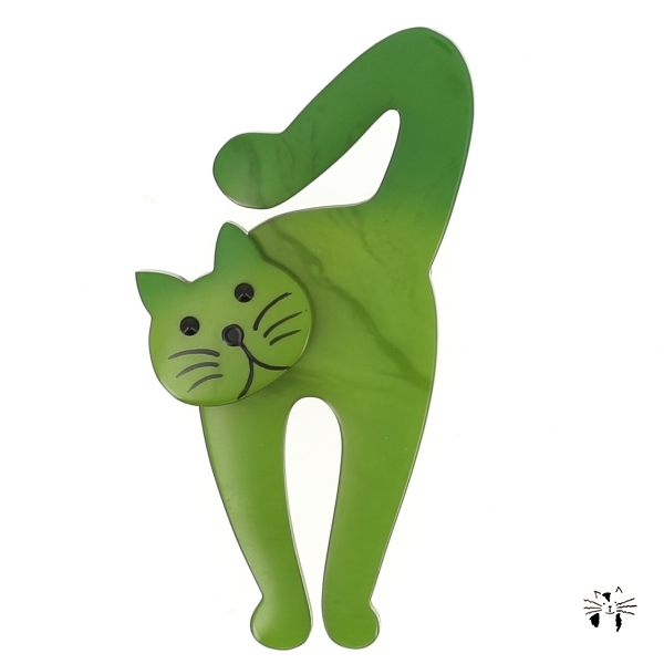 broche chat violon vert clair