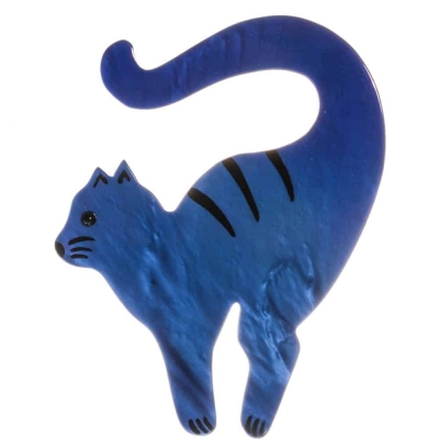 broche chat violoncelle bleu