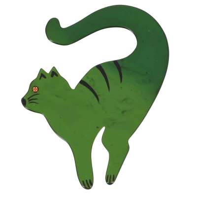 broche chat violoncelle vert