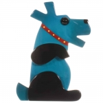 broche chien Vaco turquoise