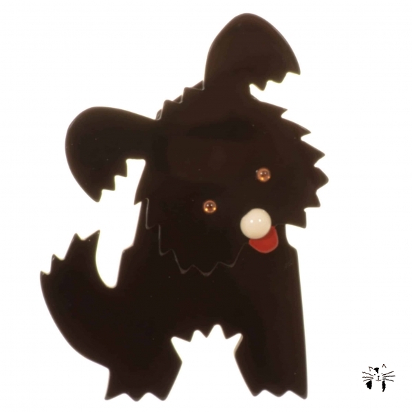 broche chien bobby noir