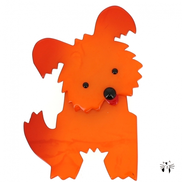 broche chien bobby orange