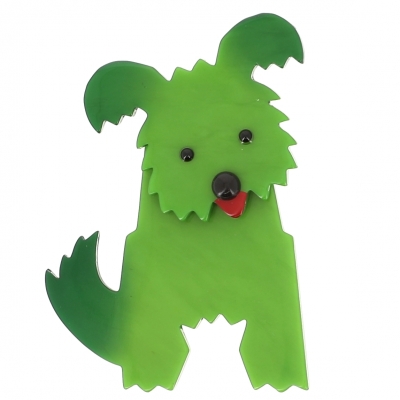 broche chien bobby vert
