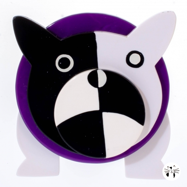 broche chien bouledogue violet 1