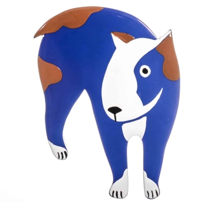 broche chien bull terrier bleu