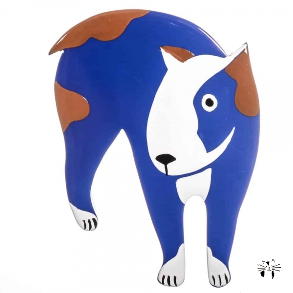 broche chien bull terrier bleu