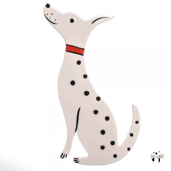 broche chien dalmatien blanc