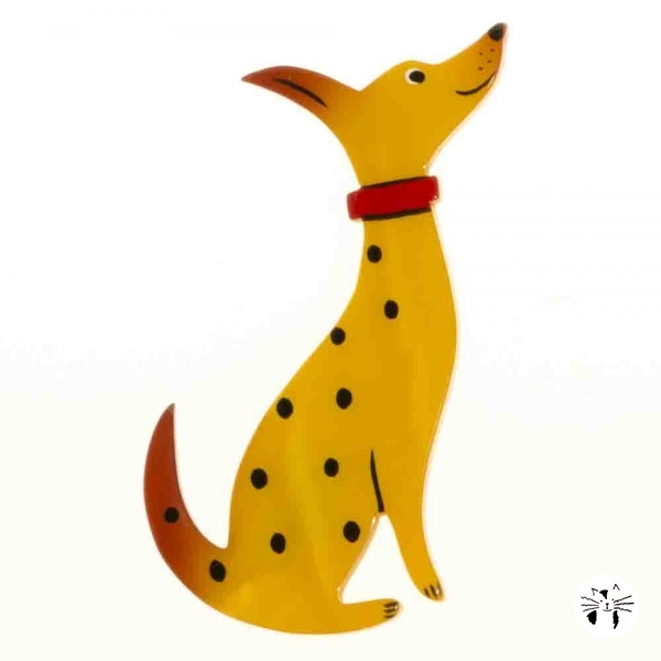 broche chien dalmatien jaune