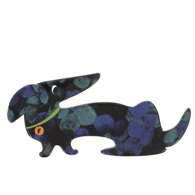 broche chien fifi bleu vert