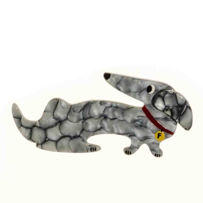 broche chien fifi gris marbre