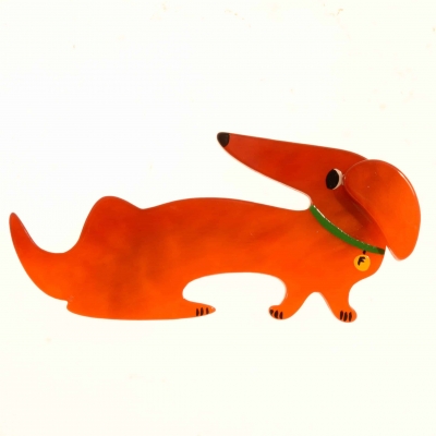 broche chien fifi orange
