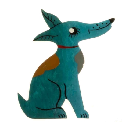 broche chien jack russel turquoise