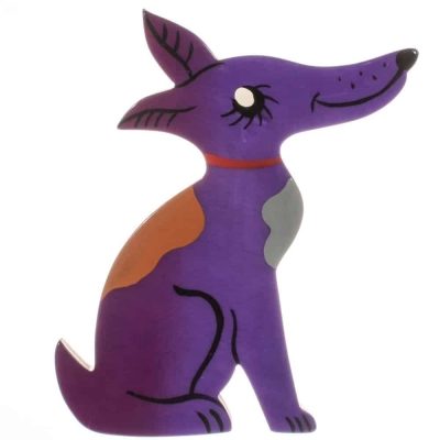 broche chien jack russel violet
