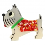 broche chien jano blanc points rouge