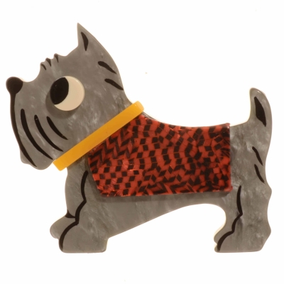broche chien jano gris damier scaled