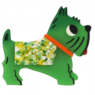 broche chien jano vert points vert