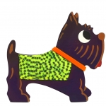 broche chien jano violet damier